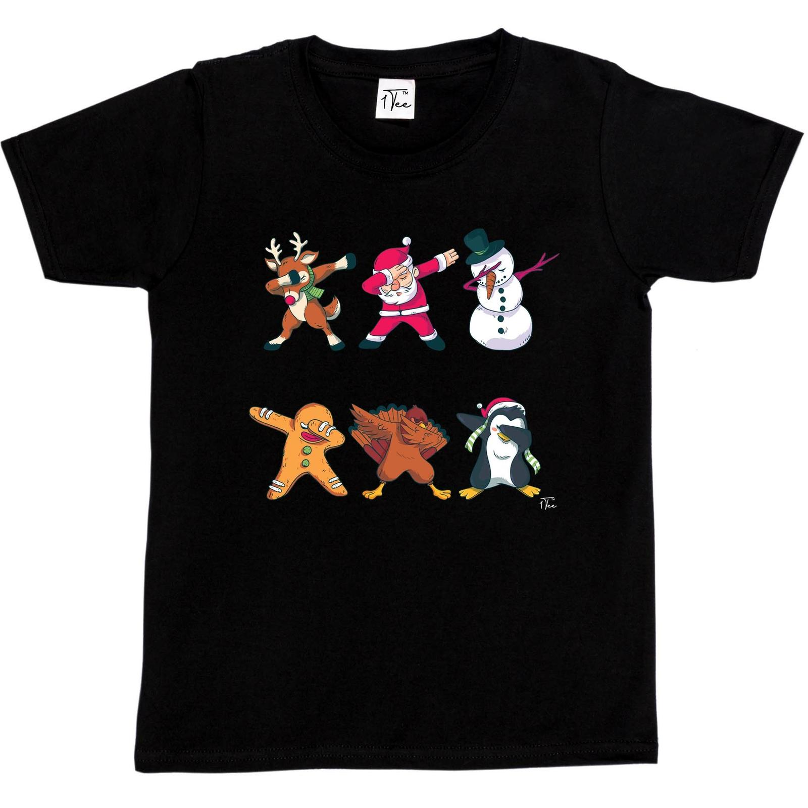 1Tee Kids Boys Dabbing Christmas Characters T-Shirt XXXXL