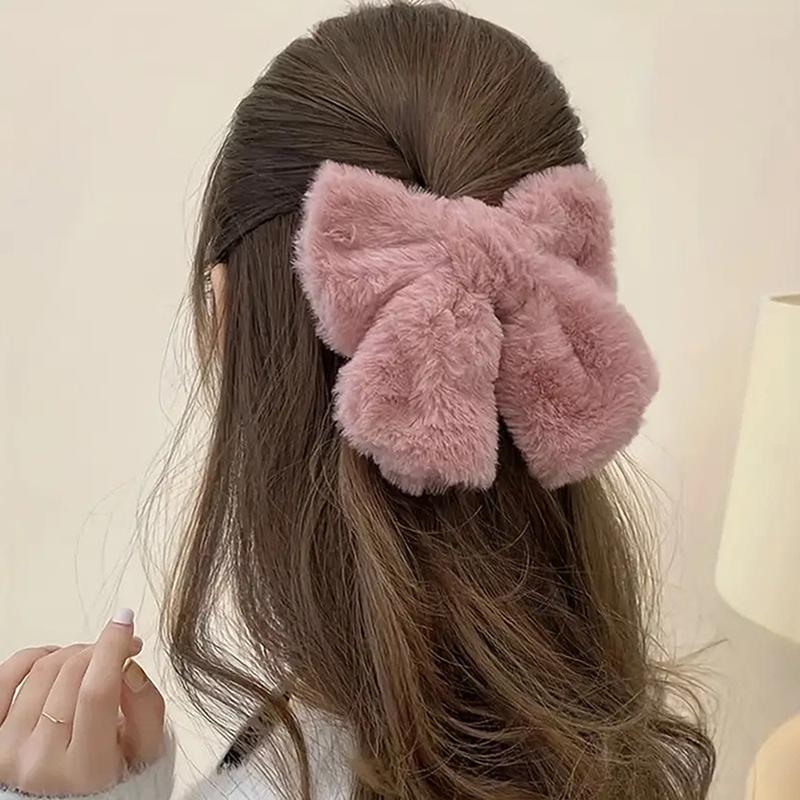 Plysj sløyfe hårnål Kvinner Koreansk Enkel Ensfarget Sløyfe Hårklemmer Stor hårspenne For Jenter Hårtilbehør