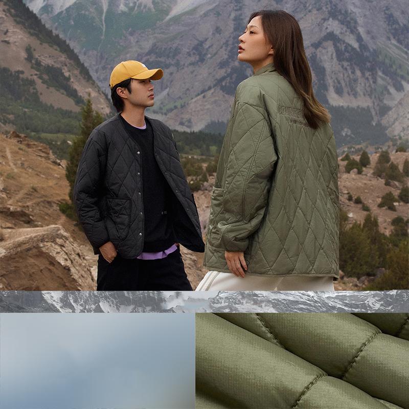 Li Ning CF Pure Color Single-Breasted Long Sleeve Cotton Jacket Unisex jackets Muddy-Olive AJMT243-2