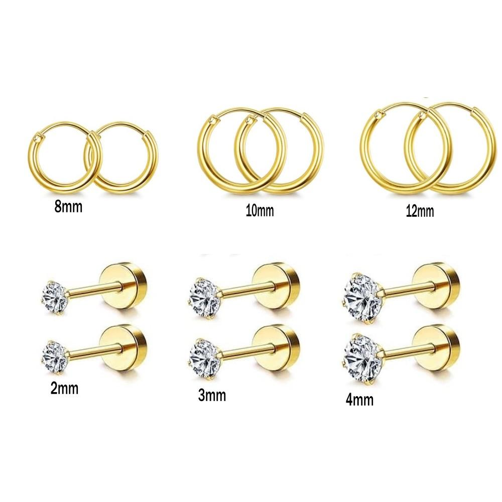 Surgical Steel Earrings Sets for Multiple Piercing Lightweight Small Huggie Hoop Earrings CZ Stud Earrings for Women