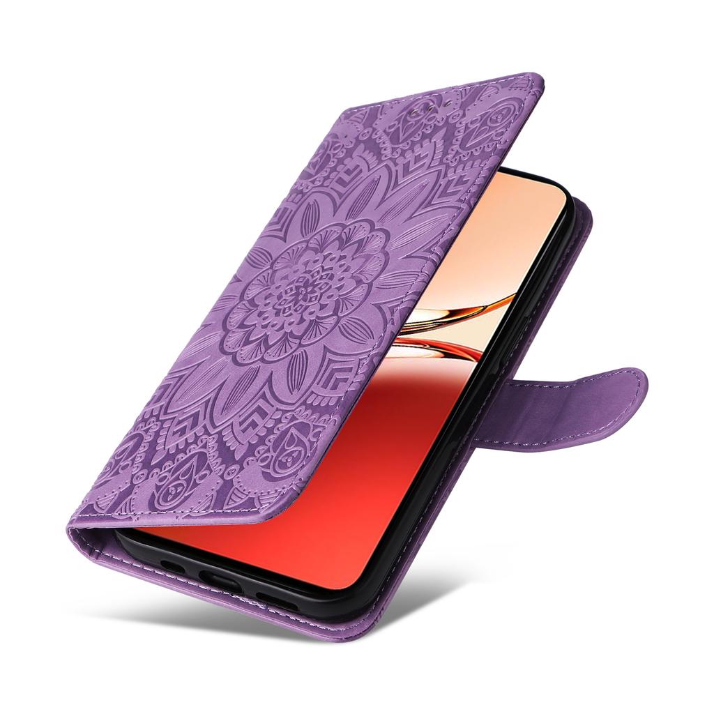 For Oppo Reno12 F 4G Case Sunflower Imprint Leather Wallet Phone Cover