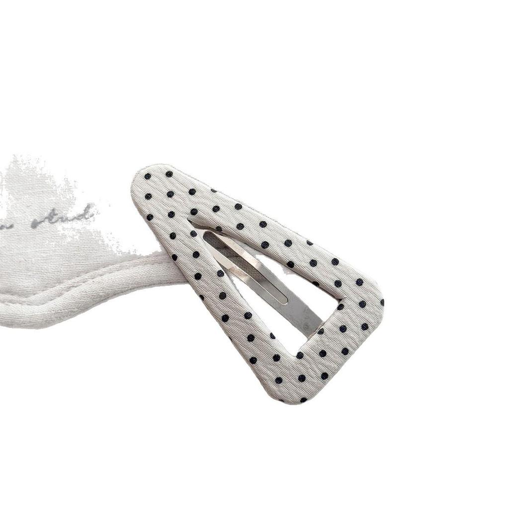Versatile Black & White Polka Dot Triangle Hair Clip for Side Bangs & Forehead