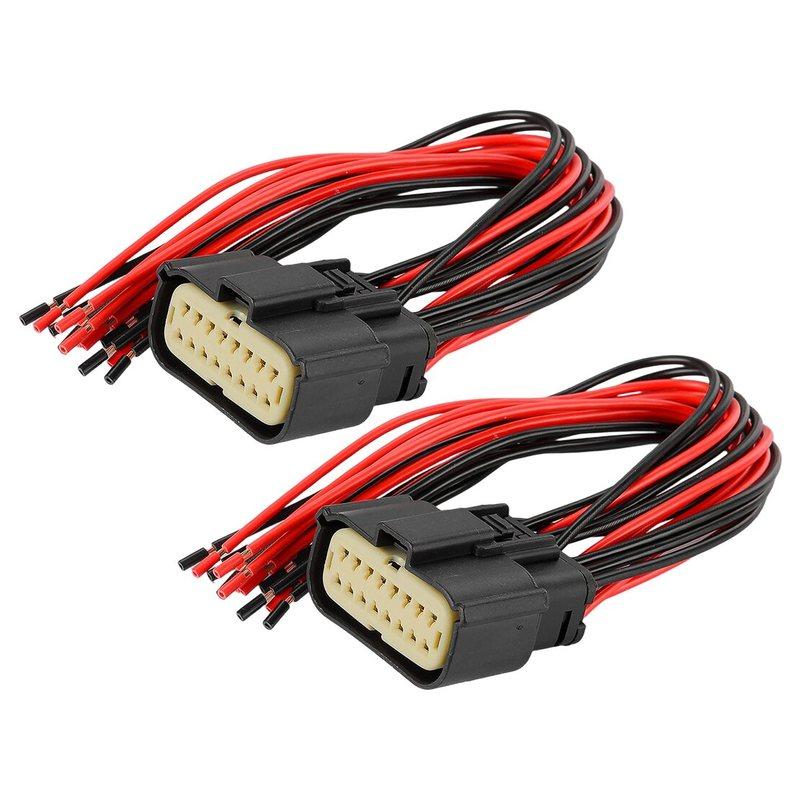 

WPT-1279 2Pcs 16-Way Rear Taillight Tail Light Lamp Connector Wire Wiring Harness Plug Pigtail Fit for Ford F-150 F150 2016-2020