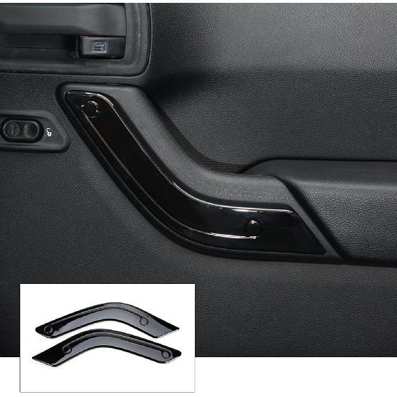 1Pair Interior Door Grab Handle Inserts Cover Trim Replacement 1RC72JAHAD 1RC72JAHAE Left Right Side for 2011-2018 Jeep Wrangler JK (Black)