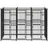 VidaXL Outdoor Dog Kennel Steel 5.53 M², Black