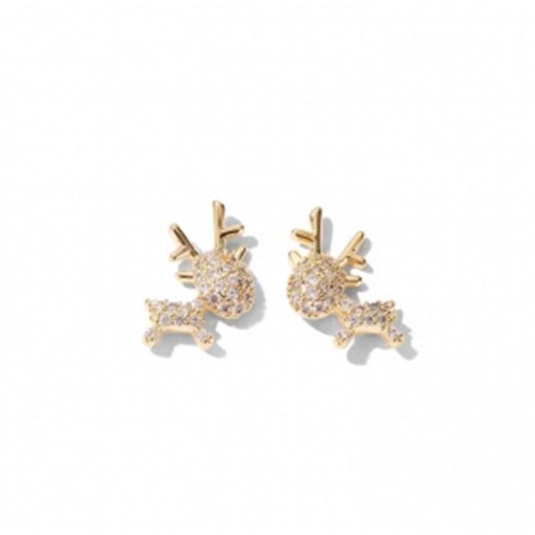S925 Silver Needle Korean Minimalist Reindeer Stud Earrings - Cute, Sweet, and Versatile Christmas Accessory.