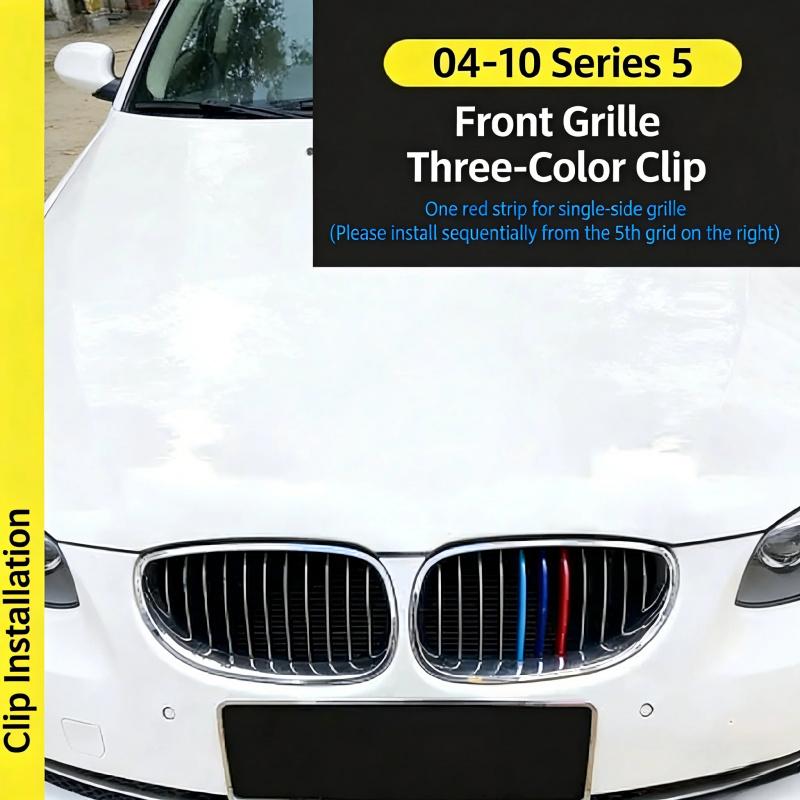 Suitable for 04-23 BMW 5 Series Modification 525 535 523 530 540liE60 Grille Tri Color Buckle Decorative Strip