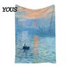 Pre-treated Blanket Oil Painting Nap Blanket, Soft Warmth Double-Sided Flannel, Digital Cozy Warm Flannel Print Shrink-Resistant Machine