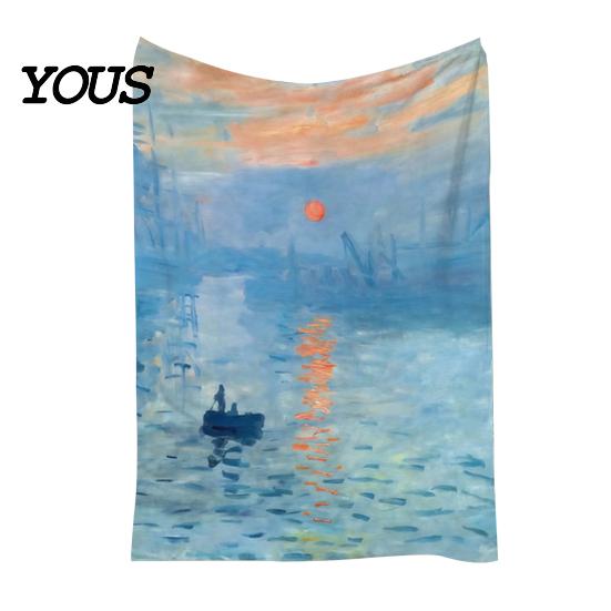 Pre-treated Blanket Oil Painting Nap Blanket, Soft Warmth Double-Sided Flannel, Digital Cozy Warm Flannel Print Shrink-Resistant Machine