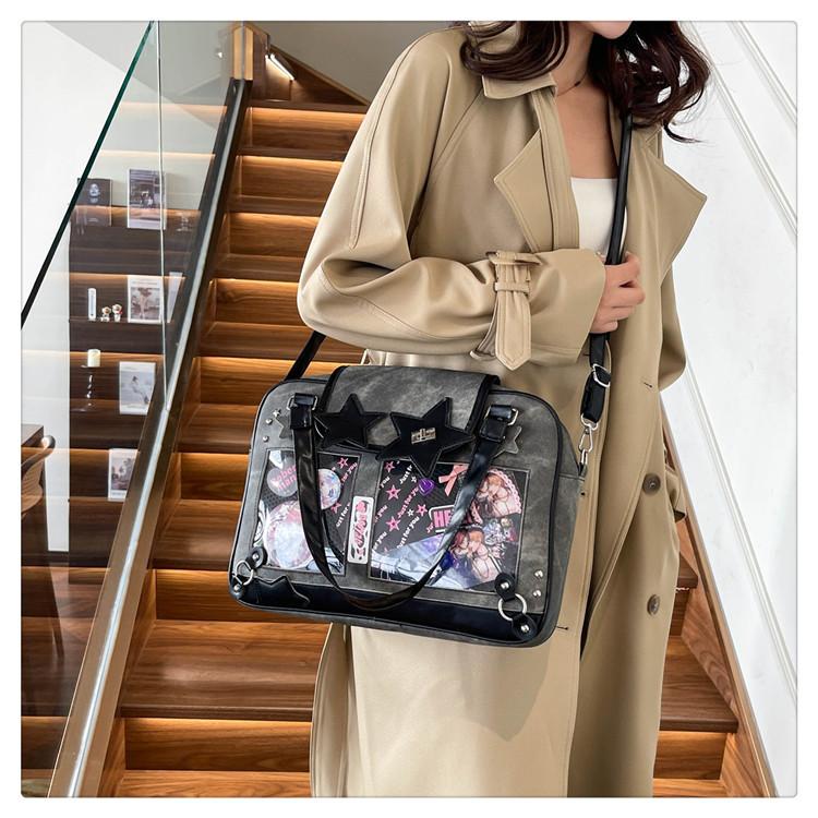 Y2K Star Itabag Lolita Transparent Pocket Crossbody Bag Women DIY Display Shoulder Handbag