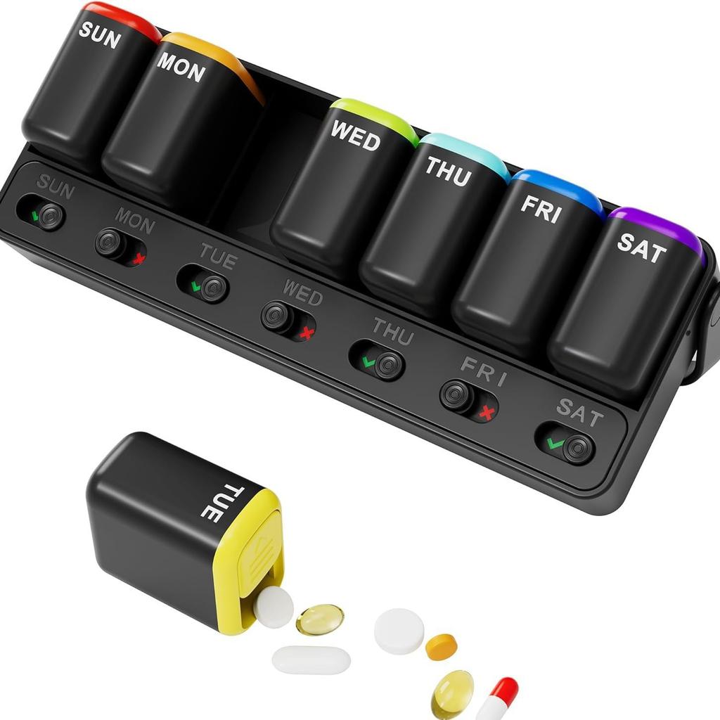 7-Tage-Pillenbox Kompakte Wochen-Pillenbox mit feuchtigkeitsgeschütztem Design für tragbare Medikamentenaufbewahrung Tabletten für Reisen