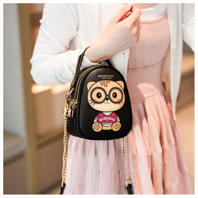 BEIBAOBAO New High Texture PU Mini Mobile Phone Bag Versatile Practical Multi-layer Single Shoulder Messenger Bag Simple Chain Women's Small Handbag