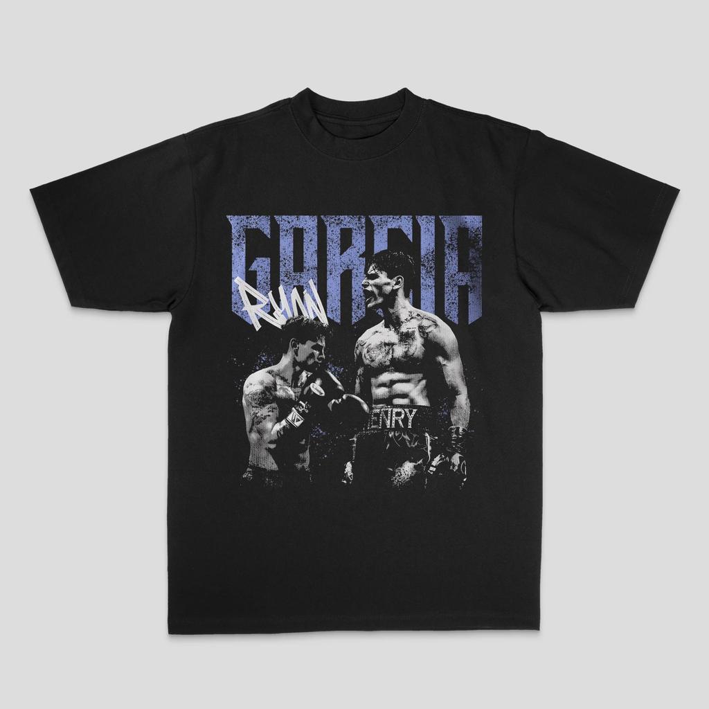 Relaxed Street-style Pure Cotton Short-sleeve T-shirt with Direct-printed Portrait Graphics and Boxing Short Sleeves Tops