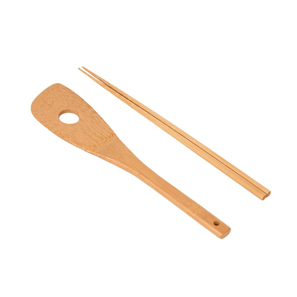 FSC TAKEMI Bamboo Spatula and Chopsticks Set Includes Slotted and Chopping Certified (2-Piece Set) 30cm, Spatula, Chopsticks, Chopsticks, TM-SC2