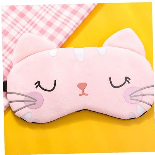 Dinntty Silk Eye Mask, Light-Blocking, Cute Cat Design, Eye Mask for Eyestrain, Blindfold, Soft Eye Cover for Women and Kids, Adjustable Straps, Set O