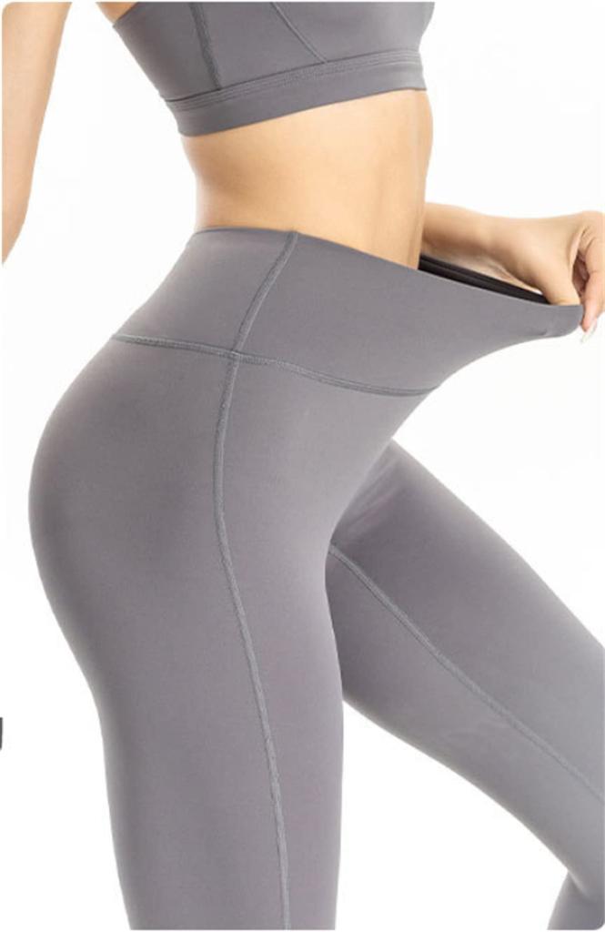 Cloudstop Yoga Cropped Tights Damen Leggings, Hose, Schweißableitend, Schnelltrocknend, Sport, Länge, High-Waist (S, Grau)