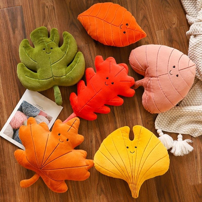 Green Plant Plush Doll  Leaf Shaped Pillow Soft and Comfortable Cushion for Relaxation Fun Home Decor