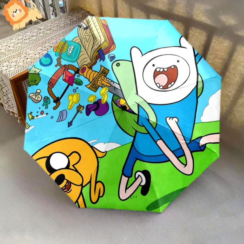 Jake and Finn Pattern, Automatic Folding Umbrella, Portable and Foldable Design, 8 Ribs, a Christmas or Birthday Gift.