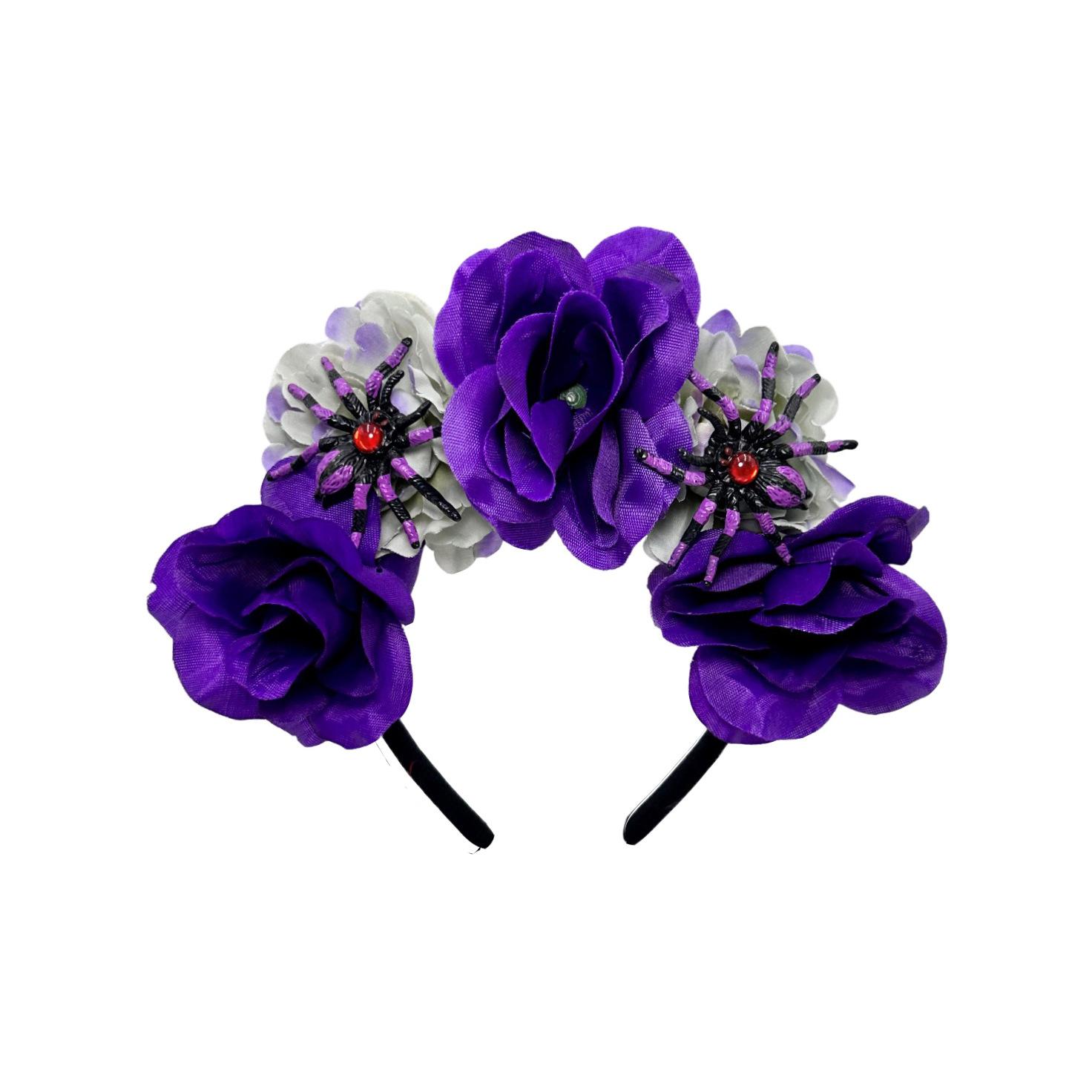 New Halloween Flower Headband Personalized Spider Simulated Flower Cosplay Makeup Party Dress Up Headwear