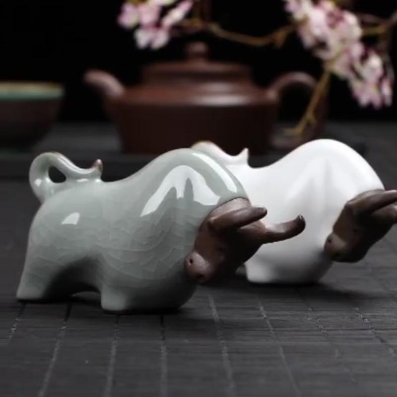Nourisable Pony Tea Pets Ceramic Cattle Lovely Tea Play Ornaments Mouse Tea Tray Ornaments Fairy Garden Figurines