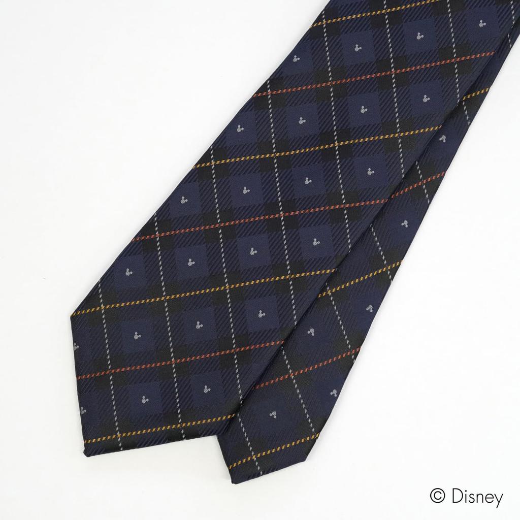 [Disney] Necktie (Three Circle Silhouette Check Pattern) Necktie D50036 Dark Blue x Yellow