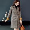 Checkered Woolen Coat for Women Medium Long Wool Trenches Korean Fashion Plaid Winter Jackets Woolen Coats