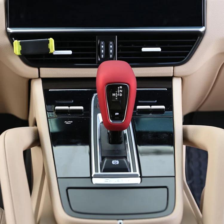 ABS Matt Balck/Carbon Fiber/Red Car Interior Gear Shift Gear Head Cover Trim For Porsche Cayenne 2018-2023 Auto Accessories
