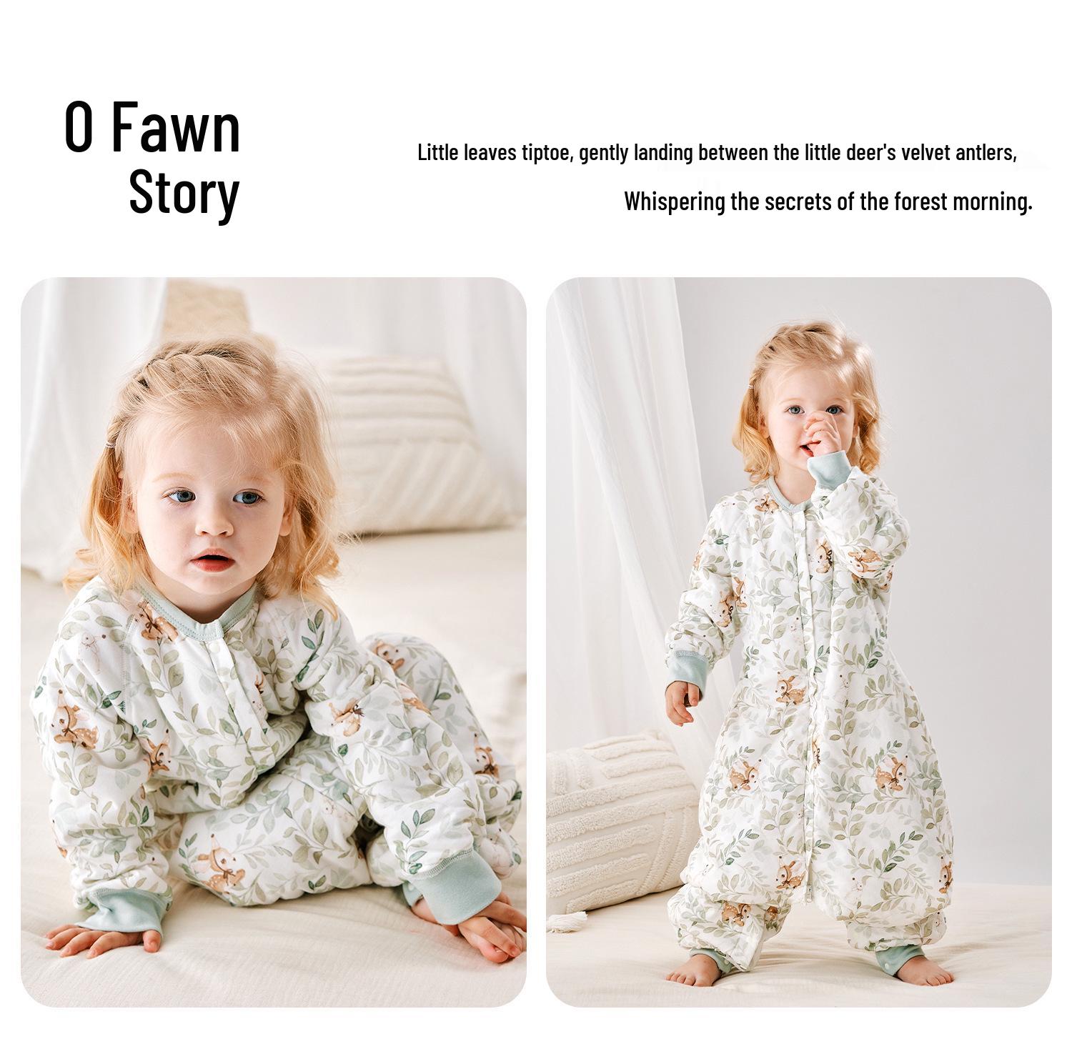 

Split-leg Baby Sleeping Bag - Class A, Thin Cotton, Four Seasons, One-Piece Pajamas for Spring and Autumn. For height 90-100cm