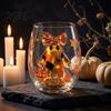 Personalized Daily Use Glassware Stemless Wine Glasses with Marine Animal Pattern, 420ml Capacity, High Borosilicate Halloween Themed Drinking