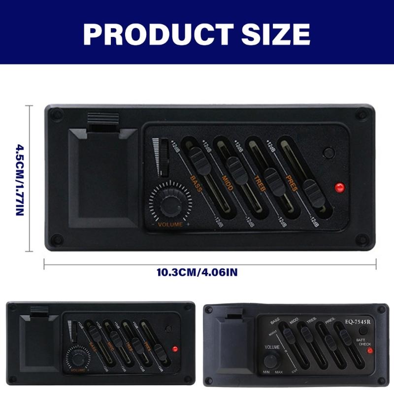 Guitar Pickup 4-Bands Acoustic Guitar Pickup Electric Guitar Equalizer Volumes Control Preamp Amplifier Equalizer Pickup