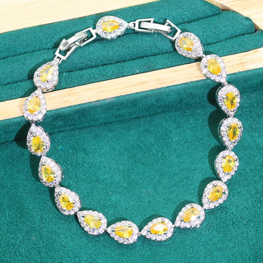 European and N Seiko Light Luxury Color Jewelry New Bracelet Water Drop Micro Inlay Zircon Luxury Bracelet Zircon Jewelry