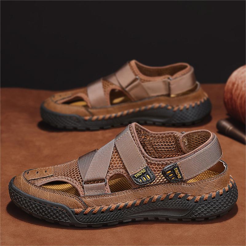 2025 Men's Bag Head Sandals Breathable Summer Fashion Large Size Beach Shoes Hollow Mesh Shoes Breathable Non-slip
