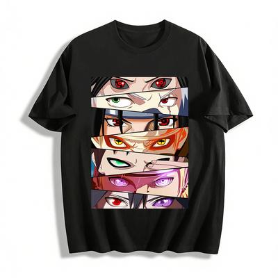Naruto Classic Dojutsu Collection Print Casual Short Sleeve T-Shirt Pure Cotton T-shirt