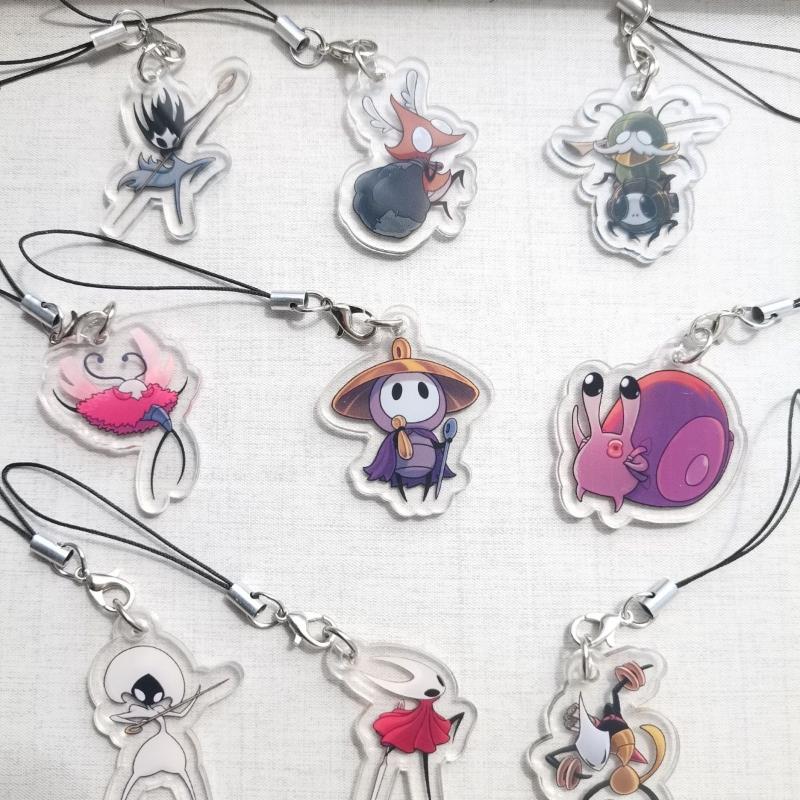 Chic Studio Unisex Game Hollow Knight Silksong Hornet Sherma Nuu Cosplay Keychain Kawaii Acrylic Phone Chain Keyring Key Chain Bag Ornament Prop