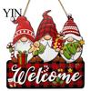 Solid Wood Christmas Decoration Gnome Wooden Hanging Pendant, Cartoon Ornament, Merry Decorative Craft Door Sign for Home Shop Holiday Party Hanger