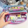 Simple Dual Layer Transparent Pencil Case With Large Capacity For Students And Office Supplies