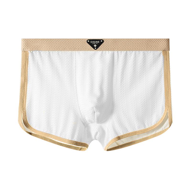 Plussize Men Fall New Solid Color Ice Silk Breathable Mid - Waisted Flat Angle Briefs