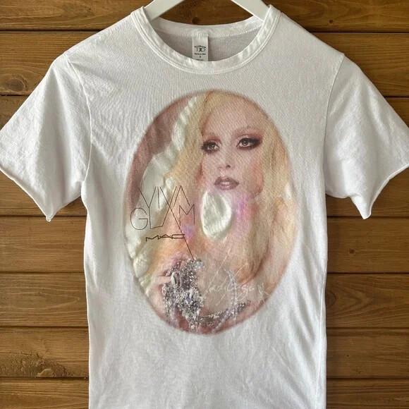 MAC Cosmetics Lady Gaga Viva Glam Short Sleeve White Shirt AHN01458 Unisex T-Shirt