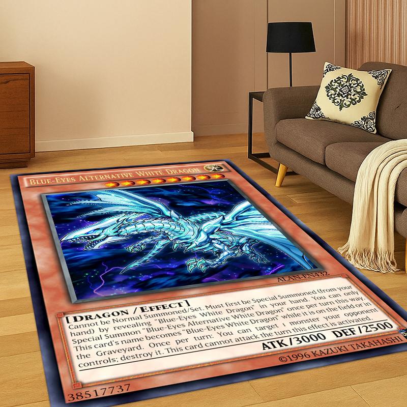 Anime Yu-Gi-Oh Karta Potwora Dywanik Kreskówkowy do Sypialni Salonu Kanapy Wycieraczka Dekoracja Domu, Dywanik do Strefy Gier dla Dzieci Antypoślizgowy Prezent