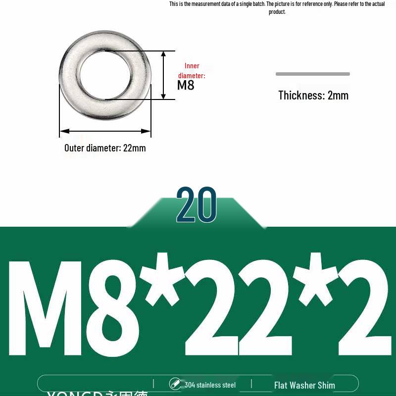 304 Stainless Steel Thickened Flat Washer / Ultra-thin Metal Gasket, Sizes M1.6-M10
