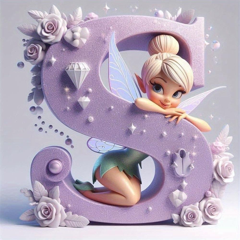 Disney Kreskówkowa Malowanie Diamentami Dzwoneczek Księżniczka 26 Liter Obrazki z Dżetów Mozaika Diamentowa Motyl Zestawy Rękodzieła Sztuka Ścienna