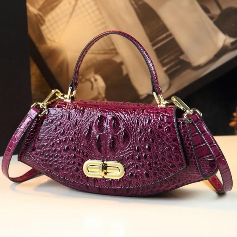 2024 Krokodilo rašto auksinis luitas rankinė per petį vidutinio amžiaus moterims