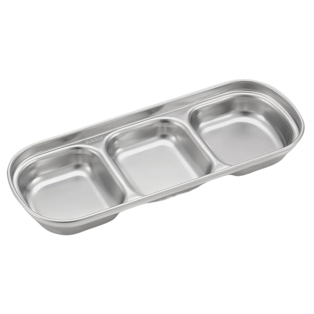 Bol pentru condimente cu 1/2/3/4 compartimente Oțel inoxidabil 304 Compartiment Divizat Farfurie pentru sos Veselă rezistentă la coroziune pentru picnic în aer liber