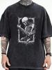 MenS Vintage Skeleton Graphic TShirt  Cotton Washed Streetwear Tee with Skull Design Casual Round Neck Short Sleeve Shirt