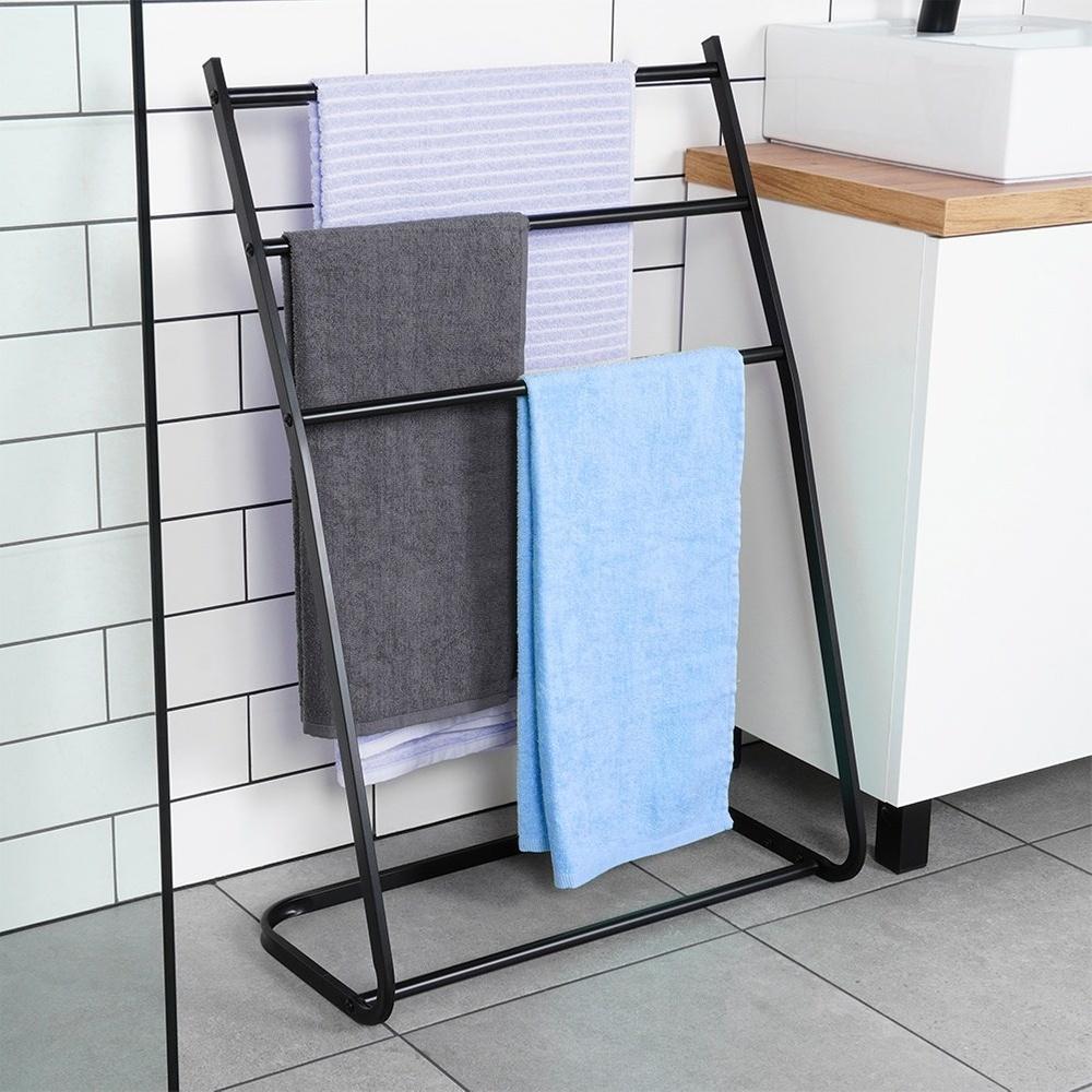 Black Vertical Metal Clothes Dryer, Extendable, 47-78x94 Cm