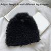 Women Furry Leg Warmers with Letter Label Aesthetic Winter Warm Fuzzy Plush Boot Cuffs Leg Gaiters Socks Streetwear