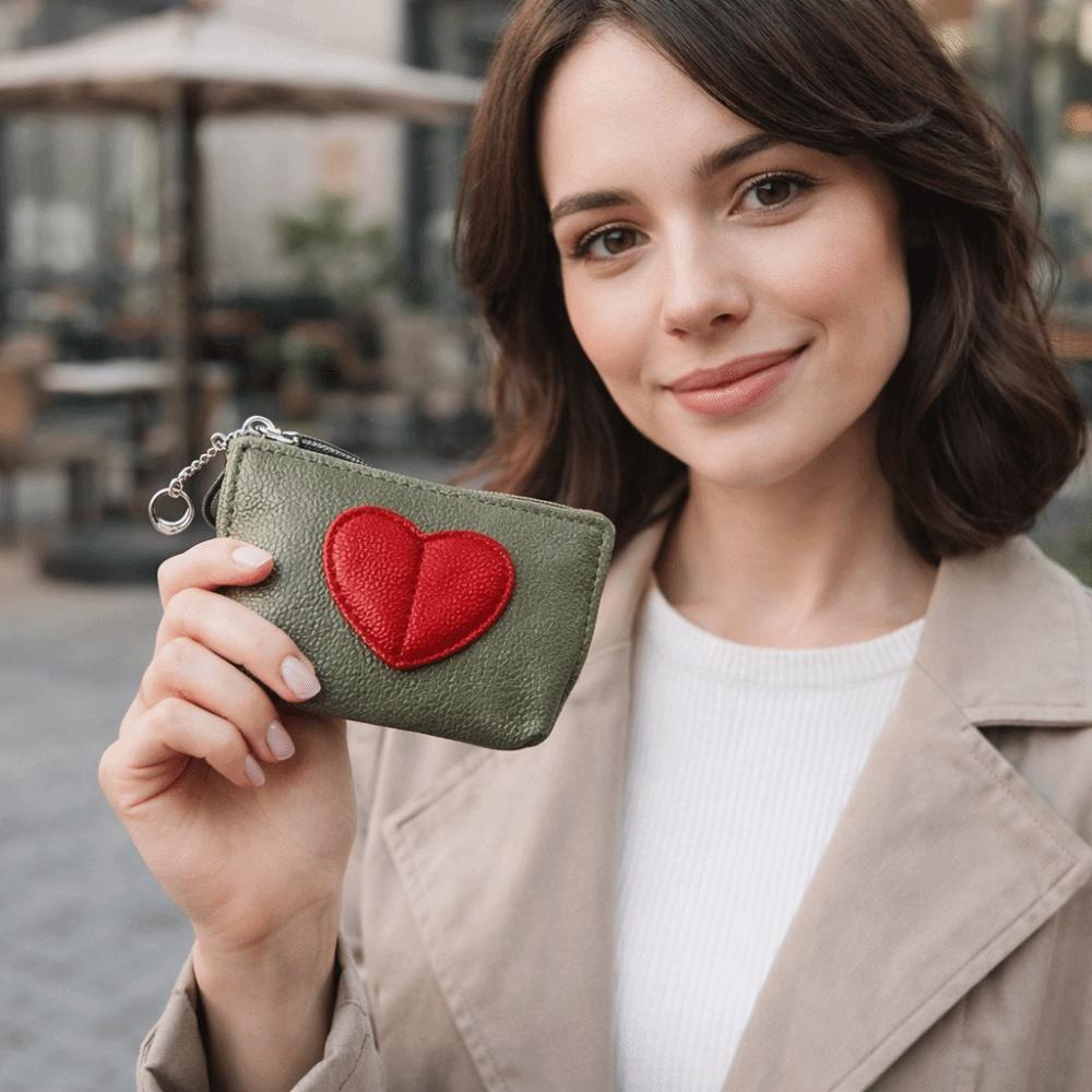 PU Leather Love Heart Coin Purse Mini Jewelry Storage Bag Card Holder Pouch Change Purse  Women