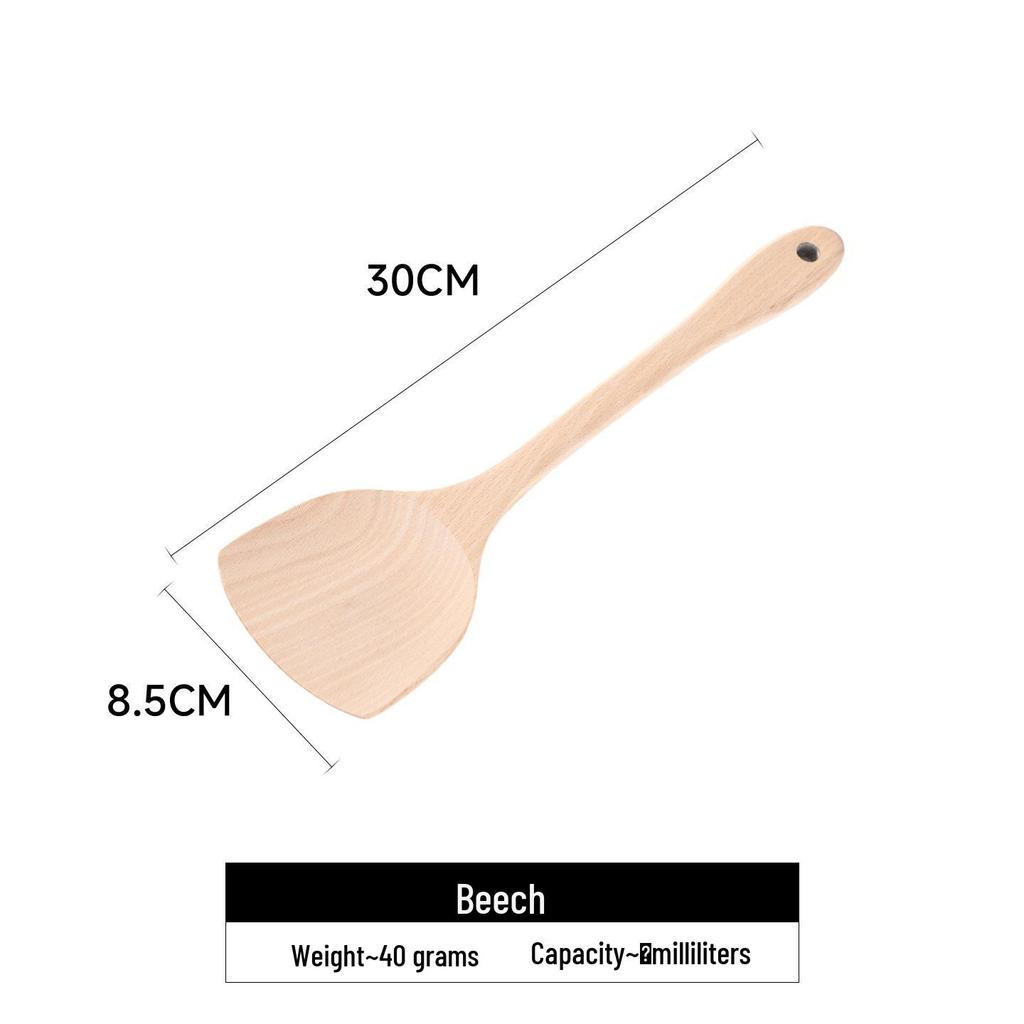 Beech Wood Long Handle Cooking Spatula Set - Unpainted & Unwaxed, Includes Large Porridge & Oil Spoon, Ideal Household Gift