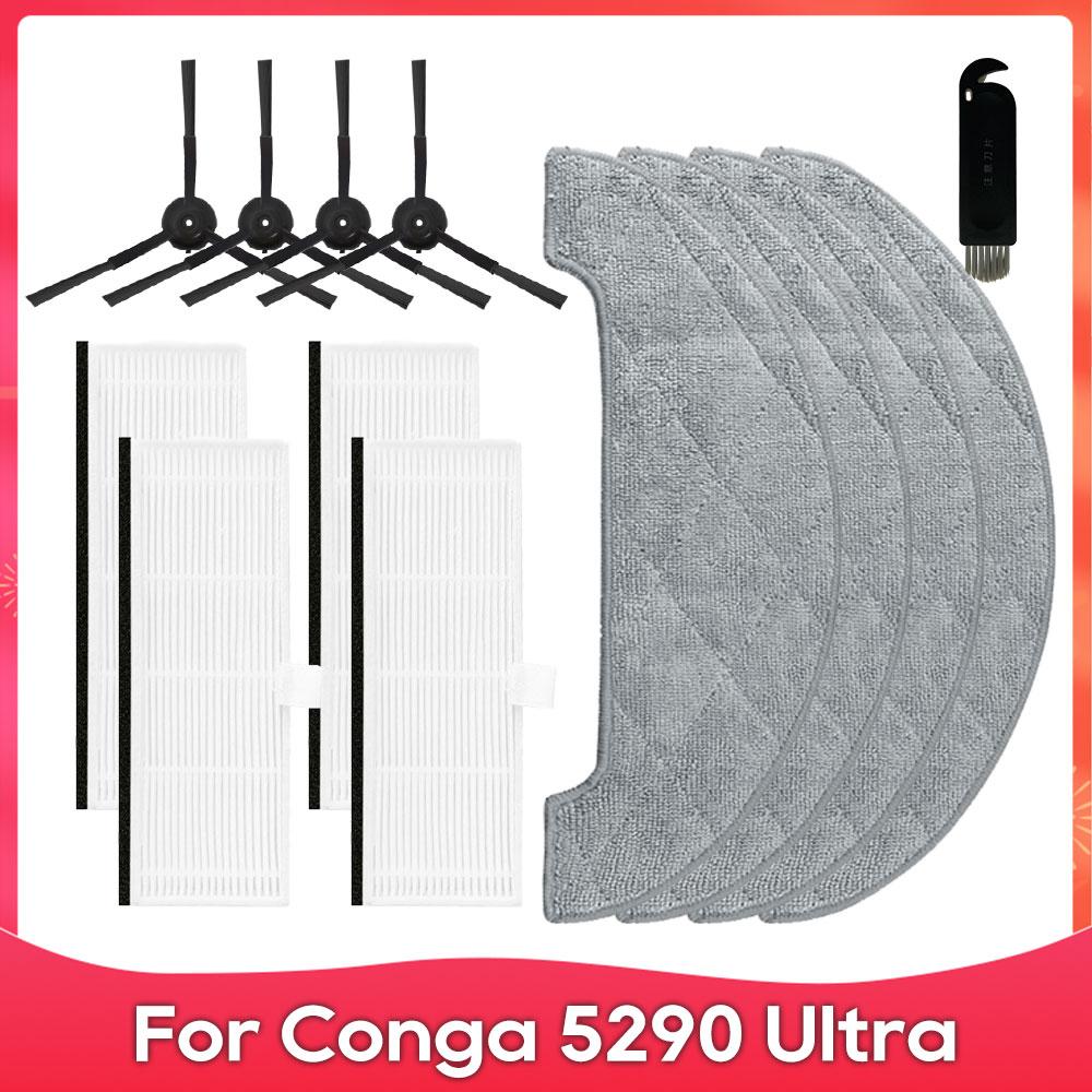 Fit For ( Conga 5290 Ultra ) Spare Parts Accessories Side Brush Hepa Filter Mop Pad Dust Bag