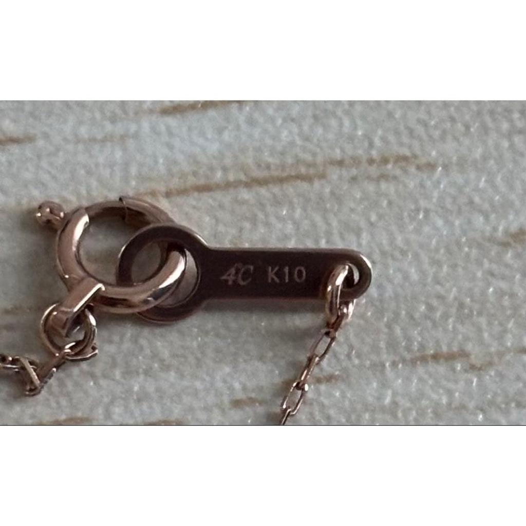 Used 4 Heart Necklace K10 Pink Gold Rare